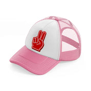 baseball fingers-pink-and-white-trucker-hat