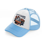 happy camper sky blue trucker hat