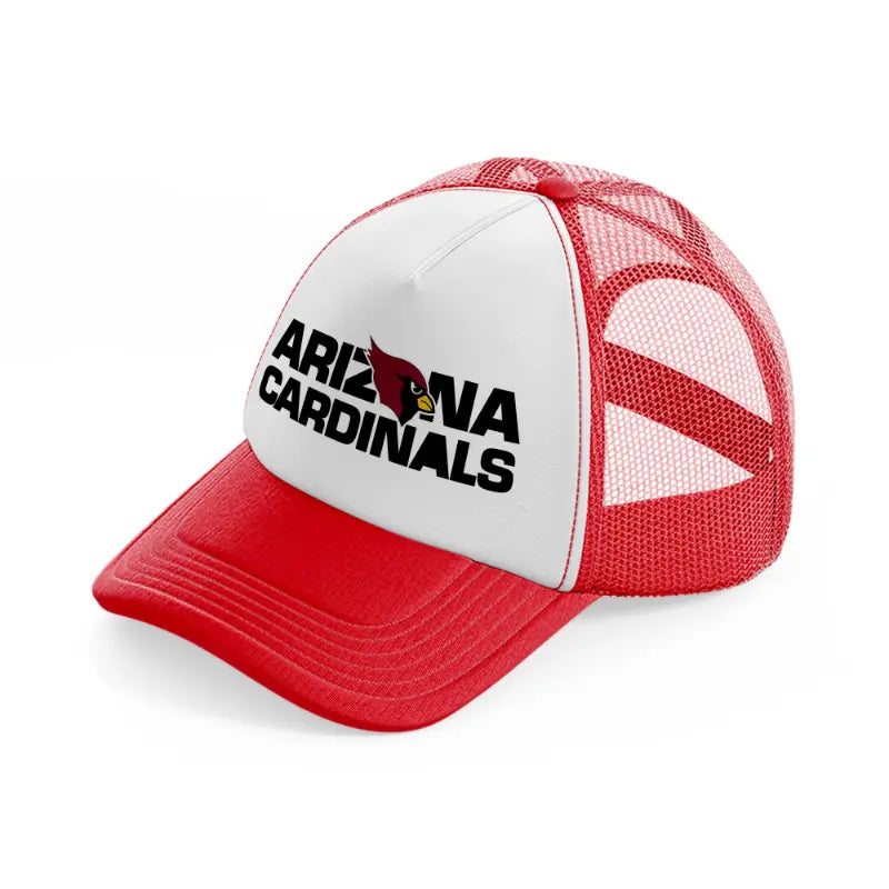 arizona cardinals text with logo-red-and-white-trucker-hat