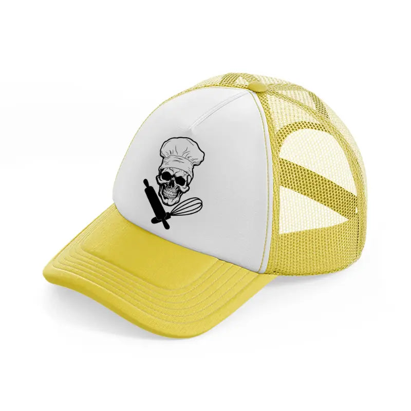 chef skull-yellow-trucker-hat