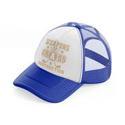 weapons of grass destruction-blue-and-white-trucker-hat