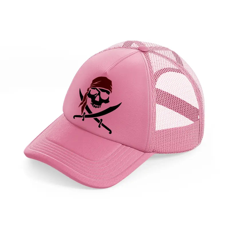 pirate symbol pink trucker hat