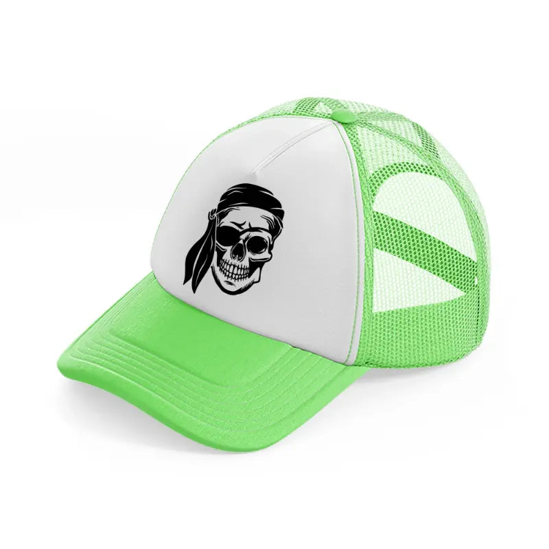 skull head pirate-lime-green-trucker-hat