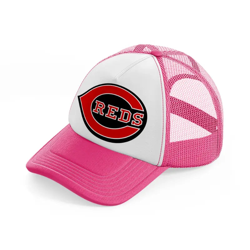 cincinnati reds retro neon pink trucker hat