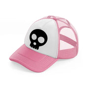 spooky skull black pink and white trucker hat