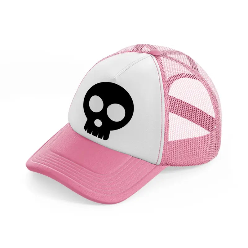 spooky skull black-pink-and-white-trucker-hat