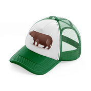 007 hippopotamus green and white trucker hat