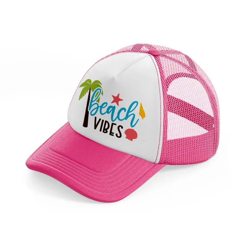 beach vibes neon pink trucker hat