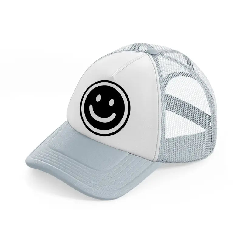 smiley face black & white-grey-trucker-hat