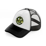 smiley face camo-black-and-white-trucker-hat