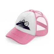 colorado rockies emblem-pink-and-white-trucker-hat