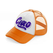 ciao purple orange trucker hat