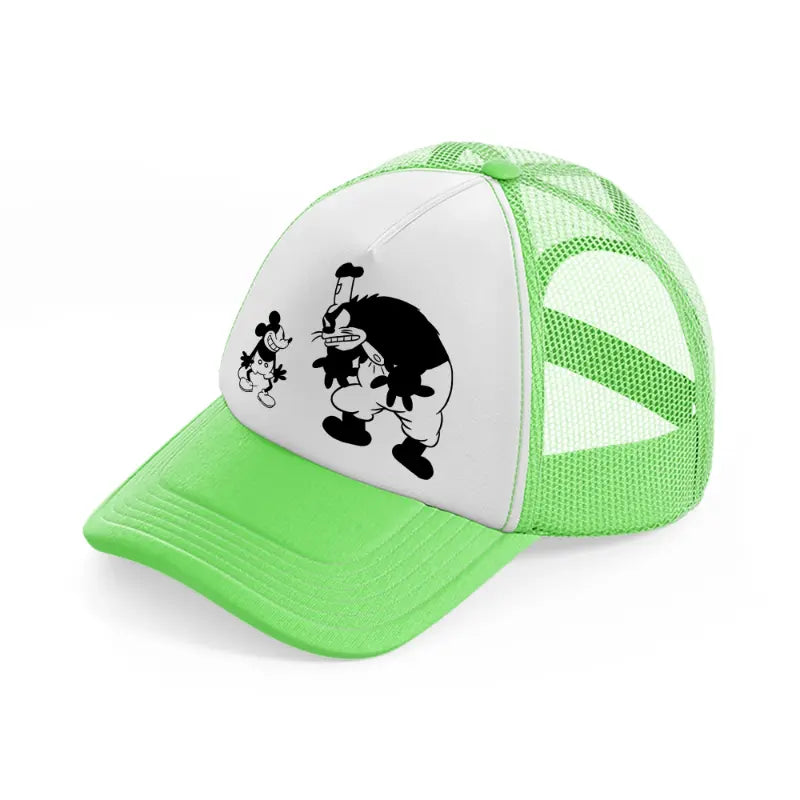 mickey willie smiling lime green trucker hat