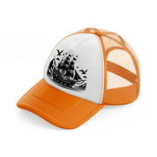 ship & birds orange trucker hat