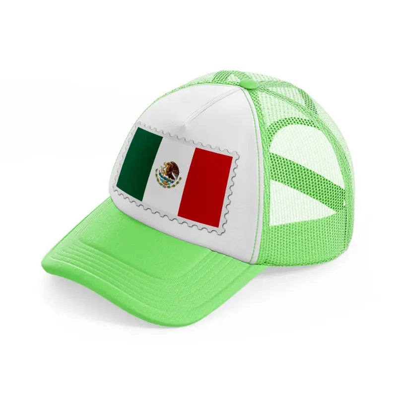 mexico stamp-lime-green-trucker-hat