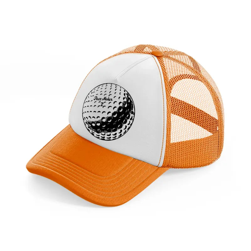 golf ball b&w orange trucker hat