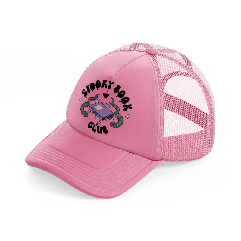 spooky book club pink trucker hat