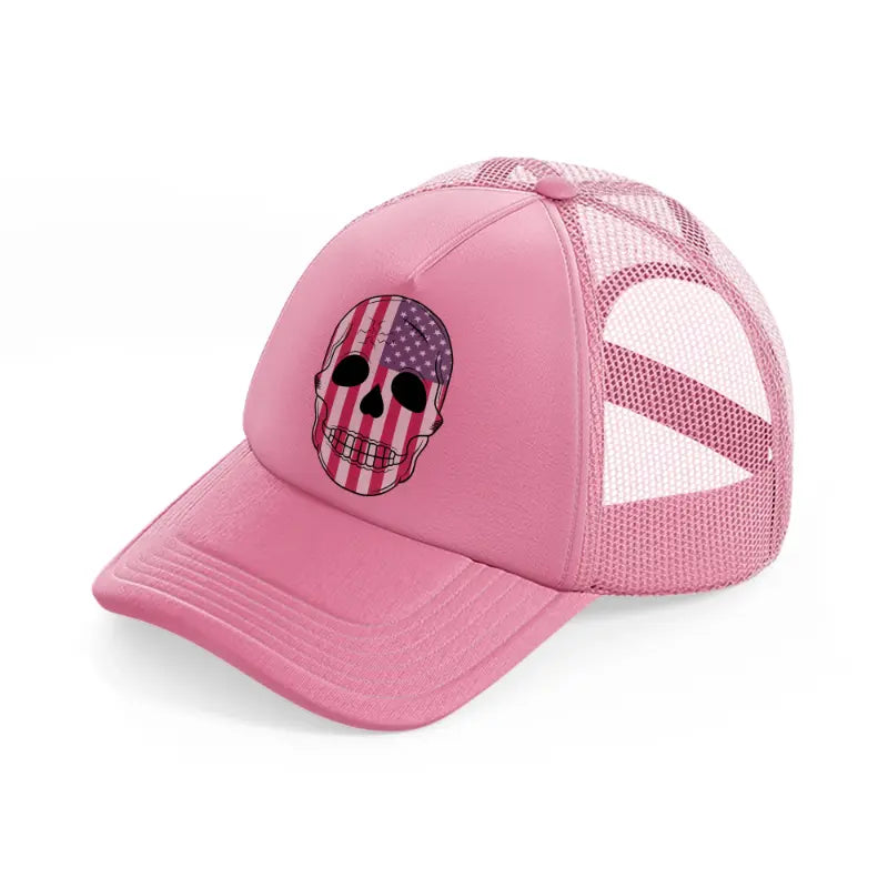 usa skull head-pink-trucker-hat