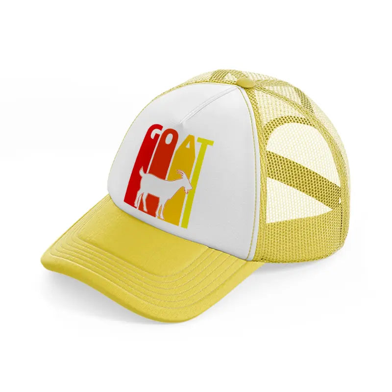 goat retro vintage yellow trucker hat