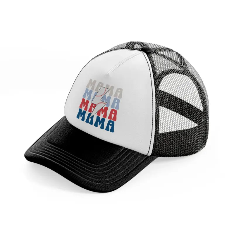 baseball mama mama-black-and-white-trucker-hat