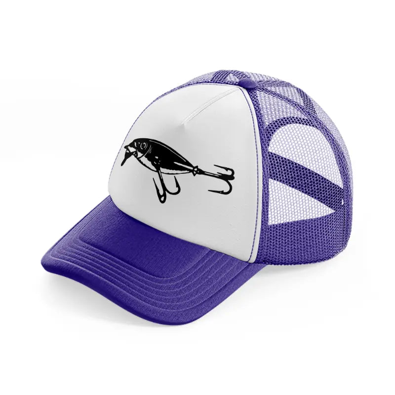 fish in a hook-purple-trucker-hat