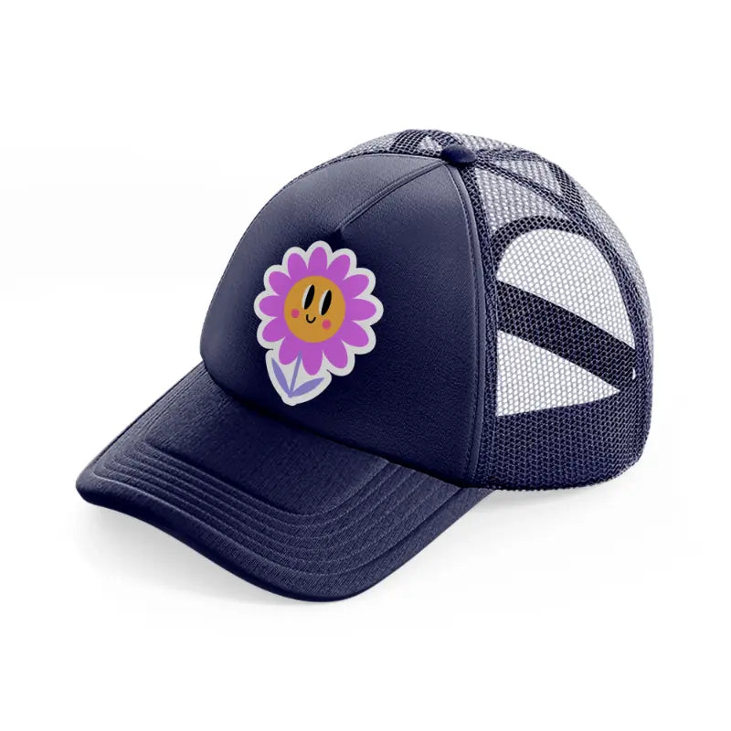 smiley flower-navy-blue-trucker-hat