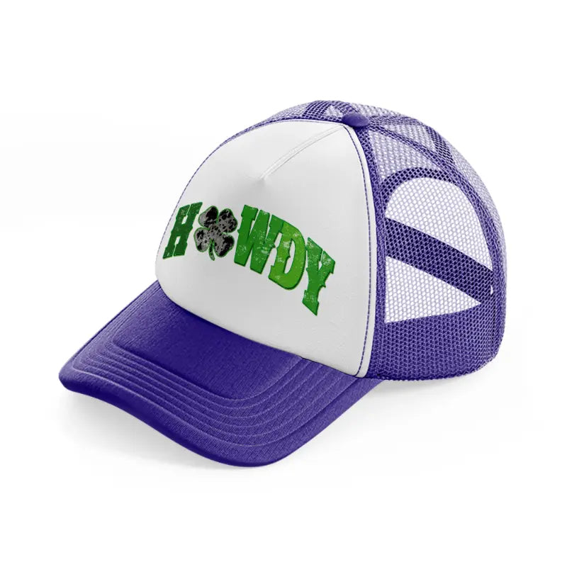 howdy clover-purple-trucker-hat