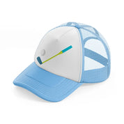 golf stick blue sky blue trucker hat