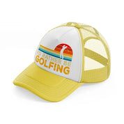 i'd rather be golfing retro yellow trucker hat