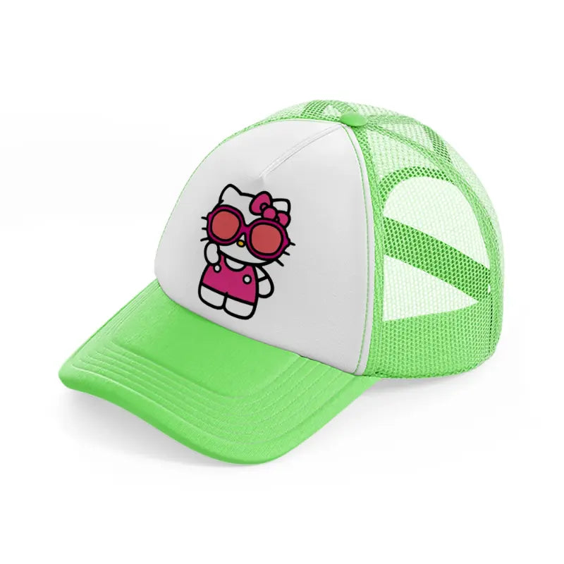 hello kitty sunglasses-lime-green-trucker-hat