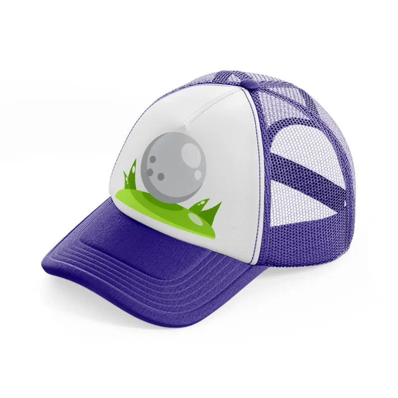 golf ball white purple trucker hat