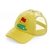golf course with ball-gold-trucker-hat