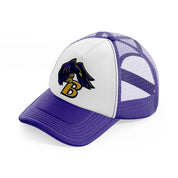 b emblem-purple-trucker-hat