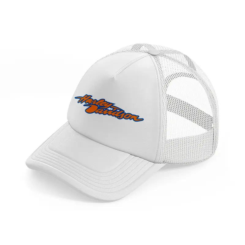harley-davidson orange font-white-trucker-hat