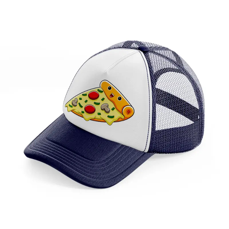 pizza navy blue and white trucker hat