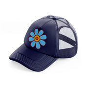 pngretroflower3-navy-blue-trucker-hat