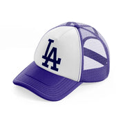 la emblem-purple-trucker-hat