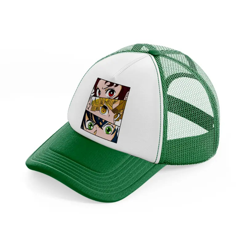 demon slayer-green-and-white-trucker-hat