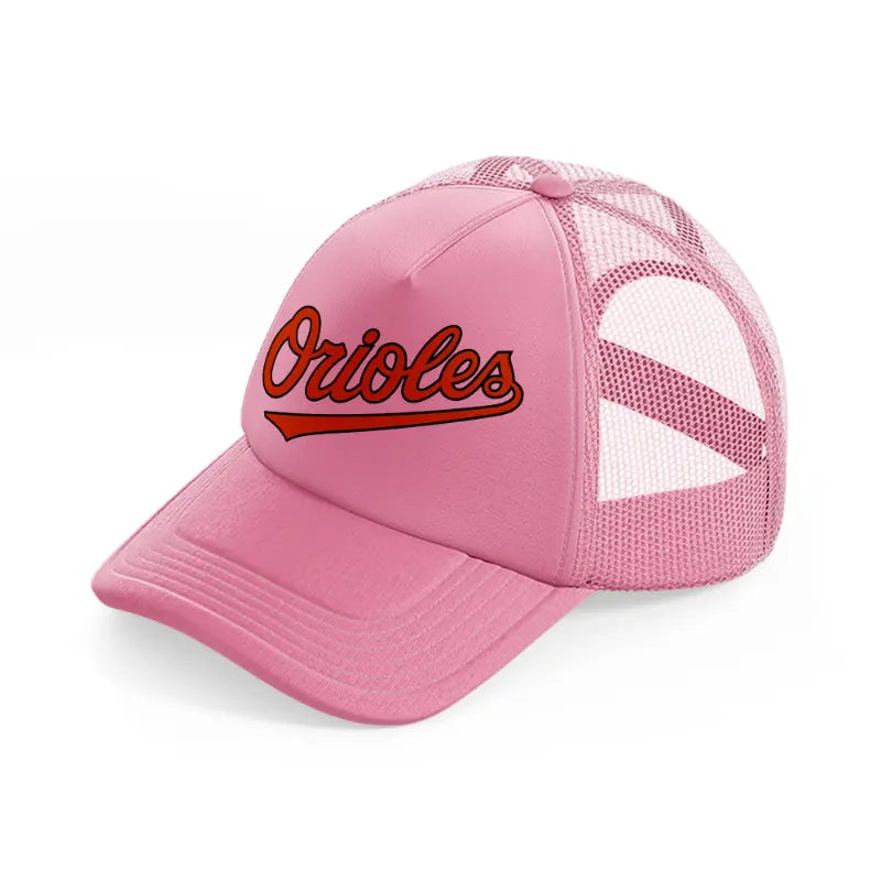 orioles fan pink trucker hat