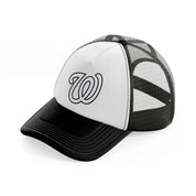 washington nationals white emblem-black-and-white-trucker-hat