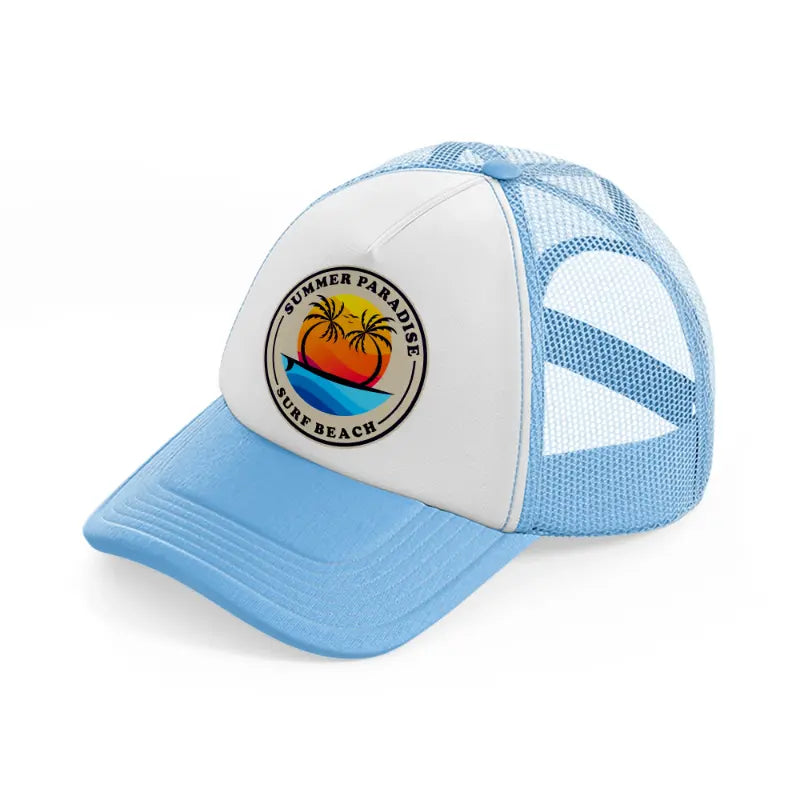 summer paradise surf beach sky blue trucker hat