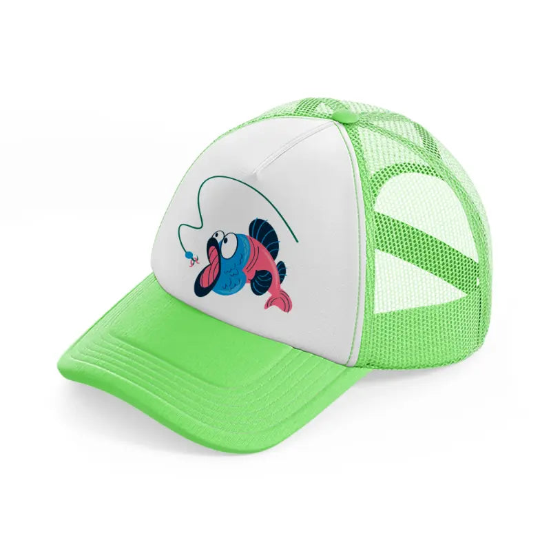 fish cartoon-lime-green-trucker-hat
