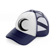 crescent moon navy blue and white trucker hat