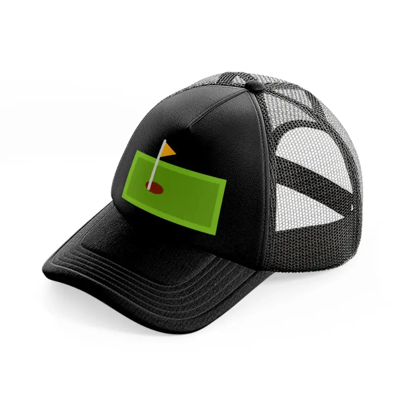 green mini golf field black trucker hat