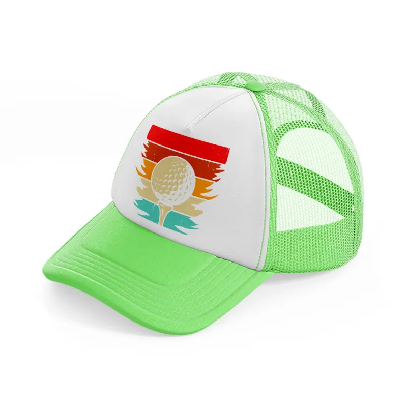 golf ball multicolor lime green trucker hat