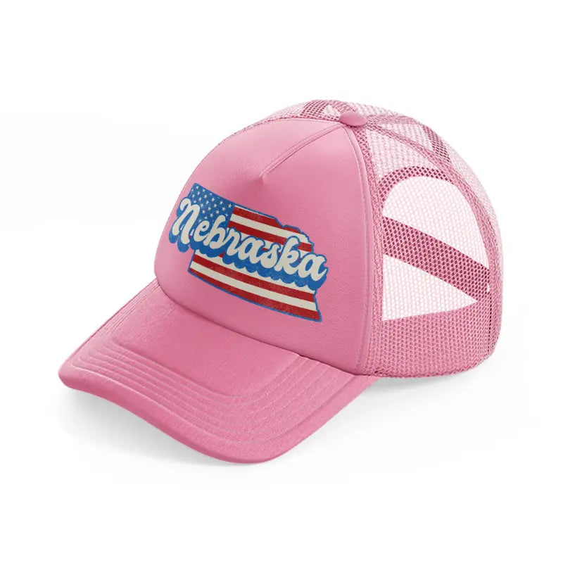 nebraska flag-pink-trucker-hat