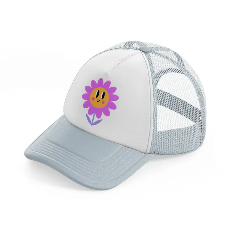 smiley flower-grey-trucker-hat