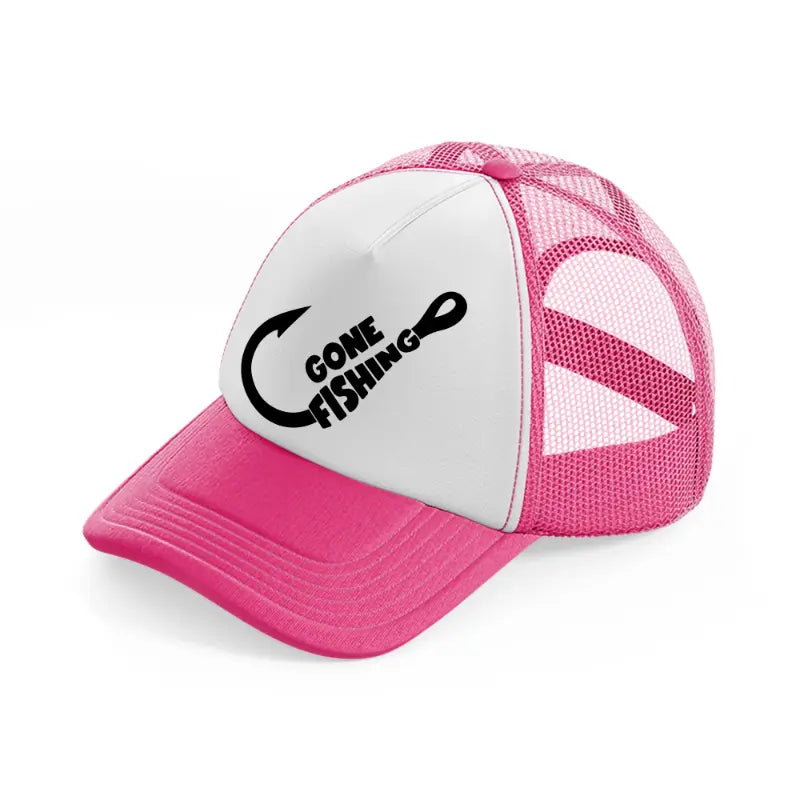 gone fishing hook-neon-pink-trucker-hat