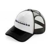 seattle seahawks text-black-and-white-trucker-hat