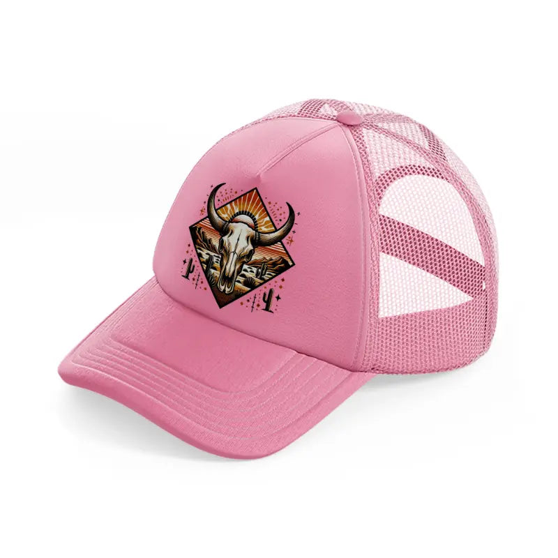 bull's skull-pink-trucker-hat